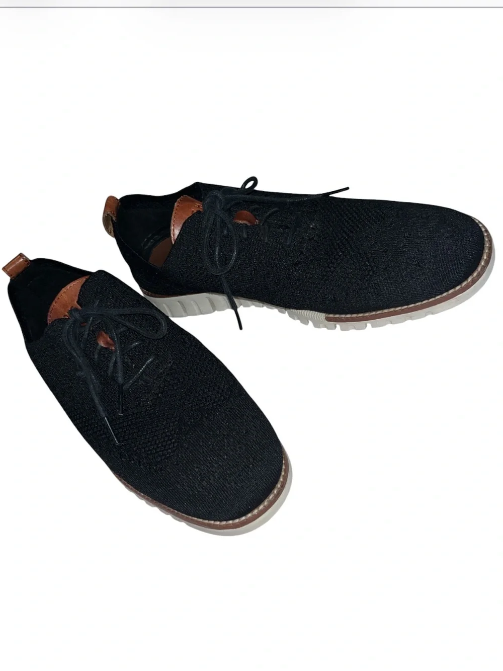 Cole Haan Zero Grand Remastered Black Knit Derby Oxford Brown Leather Accent 9
